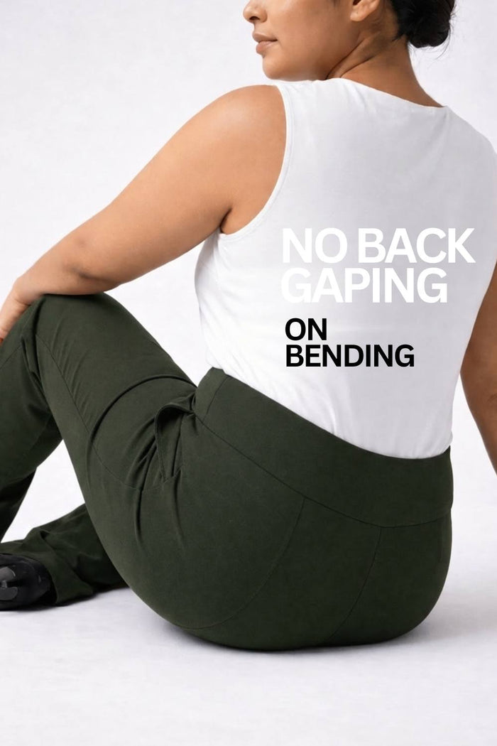 Plus Size Olive Tummy Shaper Straight Fit Pants