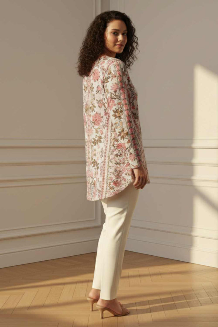 Plus Size Pink Ethnic Floral SnugWeave Winter Top