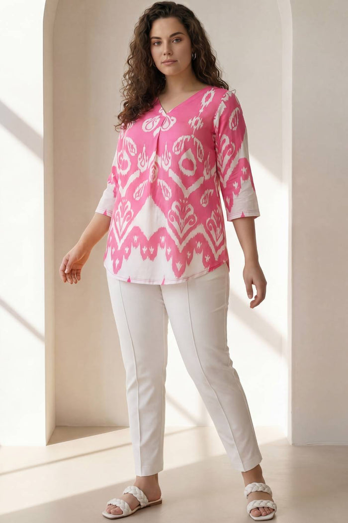 Plus Size Pink White Top