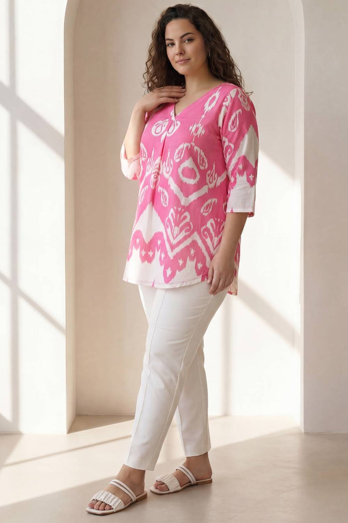 Plus Size Pink White Top