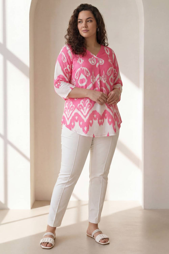Plus Size Pink White Top