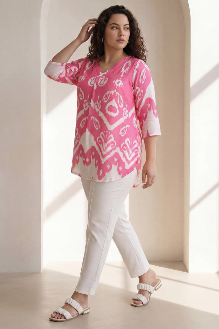 Plus Size Pink White Top