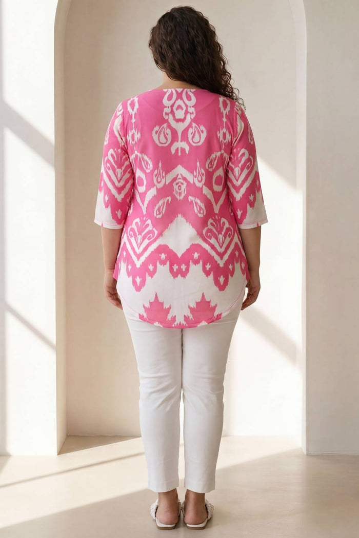 Plus Size Pink White Top