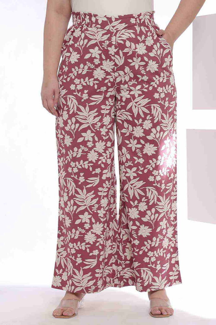 Plus Size Purple Taupe Floral Print Kurta Coord Set
