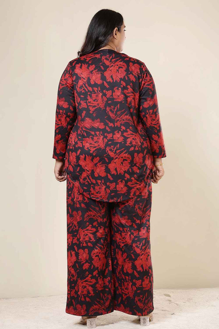 Plus Size Red Floral Top SnugWeave™ Winter Coord Set