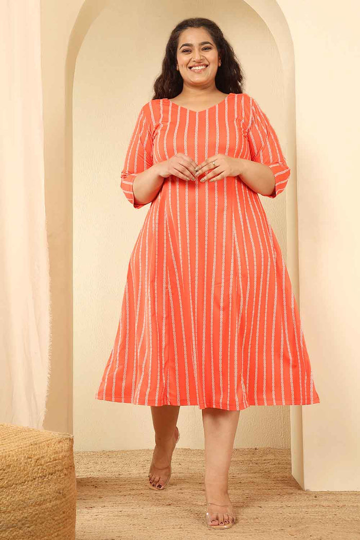 Plus Size Red Stripes A Line Dress