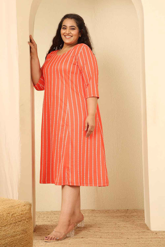 Plus Size Red Stripes A Line Dress