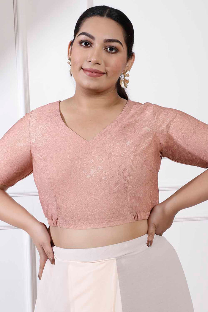 Plus Size Rose Shimmer Readymade Blouse