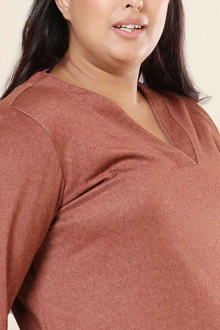 Plus Size Rust Kurta SnugWeave™ Winter Coord Set