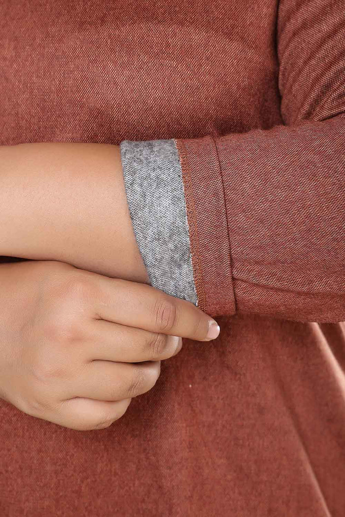 Plus Size Rust V Neck SnugWeave Winter Top