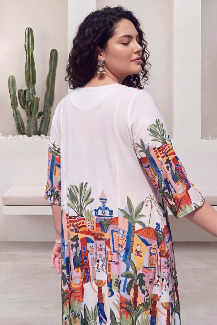 Plus Size Urban Art Print A-Line Dress