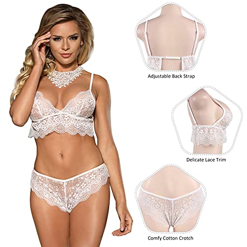 Plus Size White Lingerie Set for Women - Bra and Knickers UK Size 20-22
