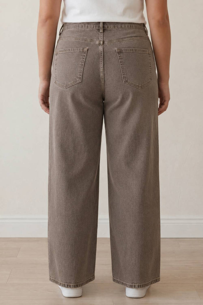 Plus Size Wide Leg Mocha Brown Jeans