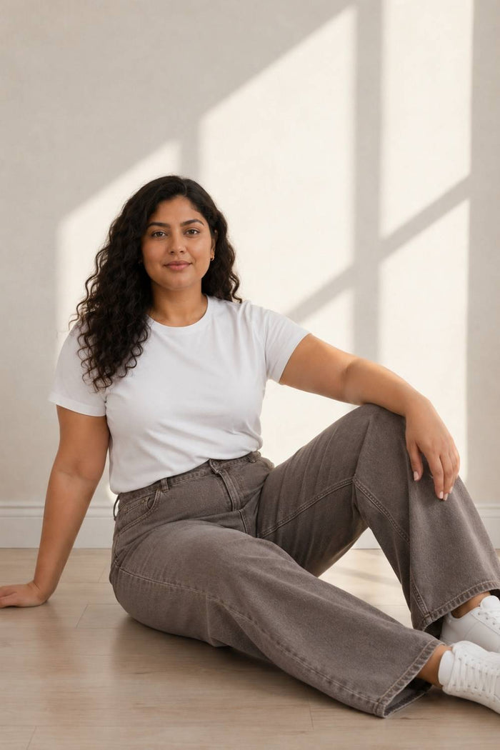 Plus Size Wide Leg Mocha Brown Jeans