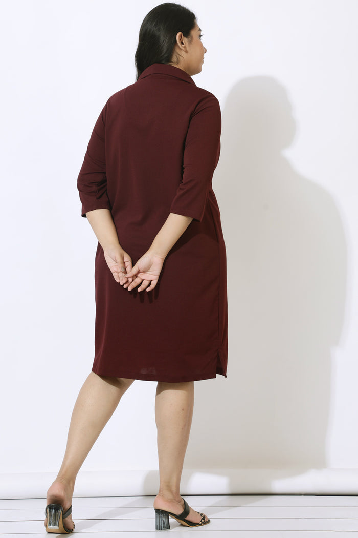 Plus Size Wine Polo Dress