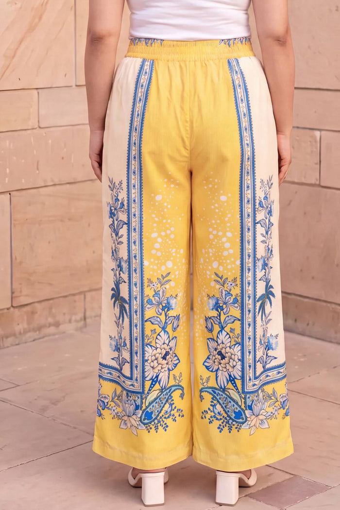 Plus Size Yellow Floral Print Cotton Kurta Coord Set