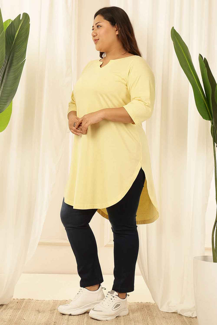 Plus Size Yellow Longline Tshirt