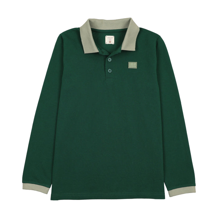 polo l/s contrast collar - varsity green