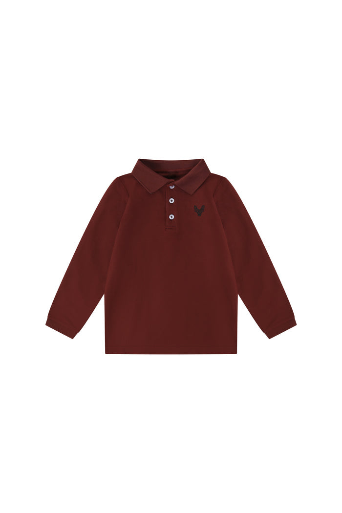 polo l/s solid emblem - burgundy