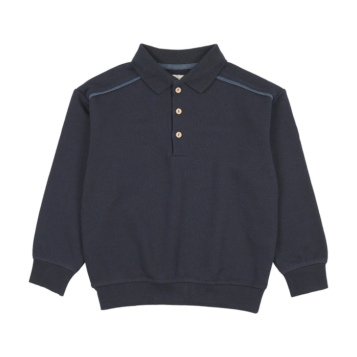 polo l/s sweet campaign denim trim sweatshirt - navy