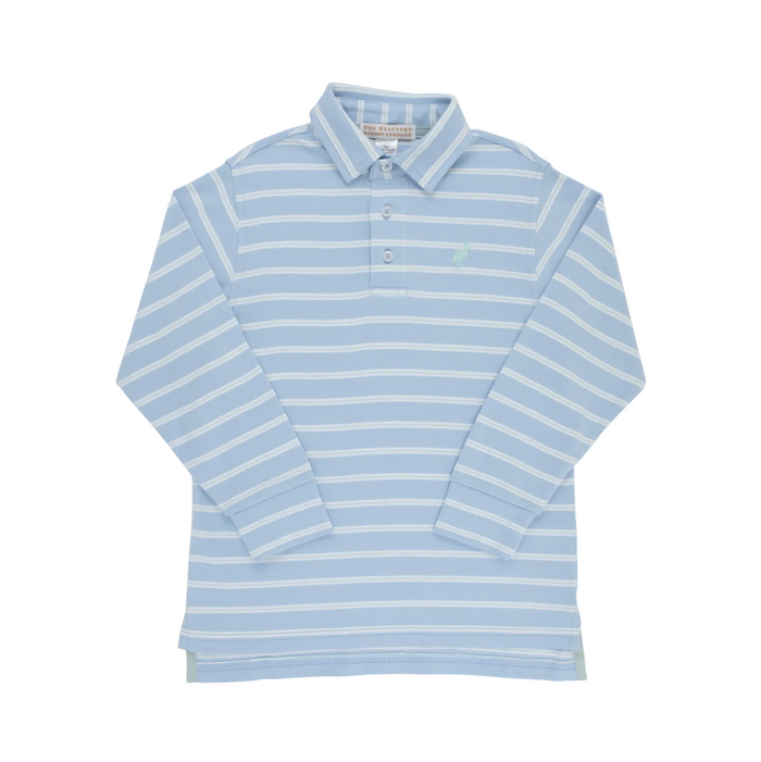 Prim and Proper Polo LS-Pima | Sarasota Sky / Worth Ave White / Old Greenwhich Green