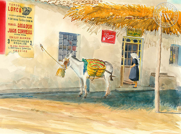 Public Parking, watercolor painting by Steve Santmyer (American art). Fine art giclée print reproduction by California Watercolor for wall decor.