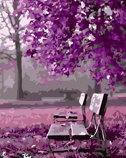 Purple Trees Paint by Numbers