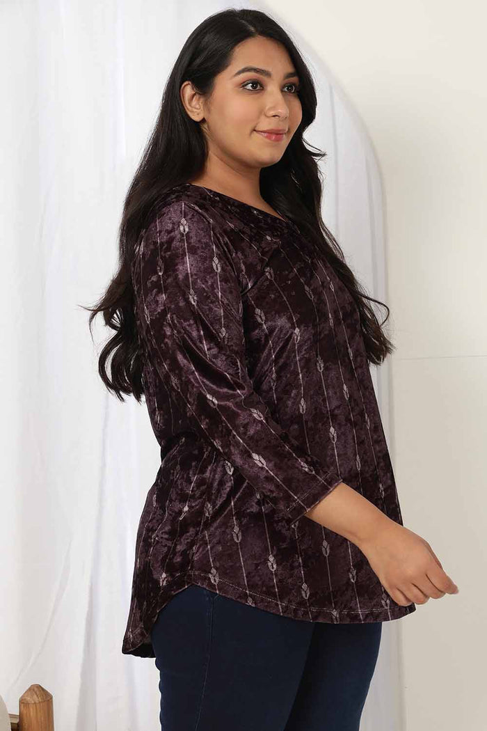 Purple V Neck Velvet Top