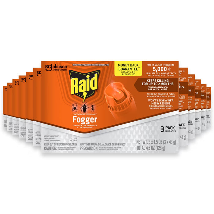 Raid Concentrated Deep Reach Fogger Indoor Insect Killer 1.5 oz - 3 Ct - 12 Pack