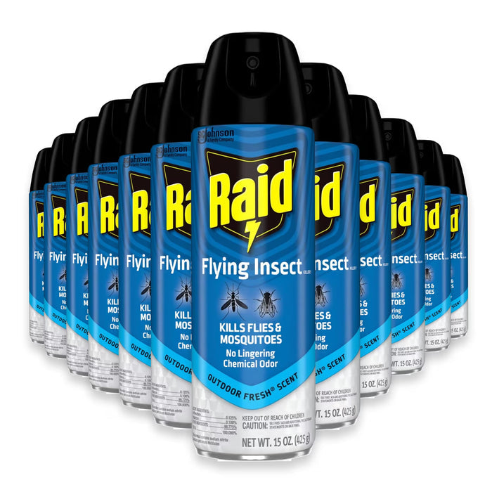 Raid Flying Insect Killer Outdoor Fresh Aerosol Spray for Flies & Mosquitoes - 15 oz - 12 Pack
