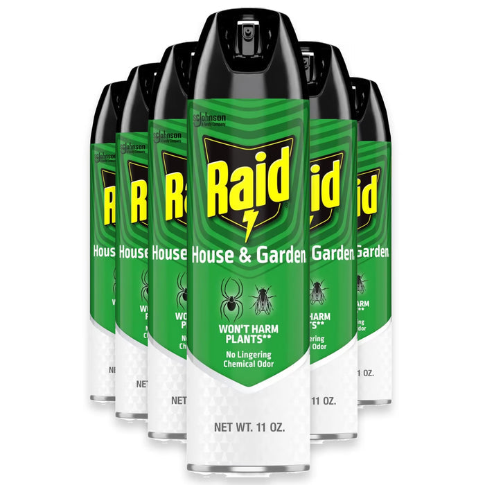 Raid House & Garden Insect Killer Aerosol Spray Orange Breeze - 11 oz - 6 Pack