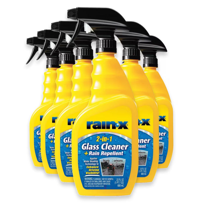 Rain-X 2-in-1 Glass Cleaner + Rain Repellent Streak-Free Automotive Glass Spray Unscented 23 oz - 6 Pack