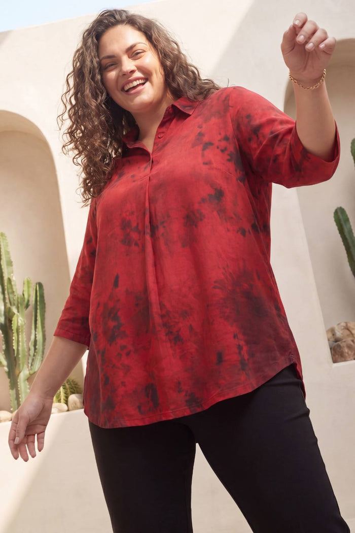 Red Casa Centre Pleat Top