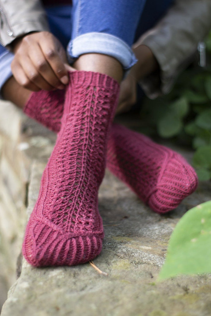 Red Cypress Socks Pattern Universal Yarn