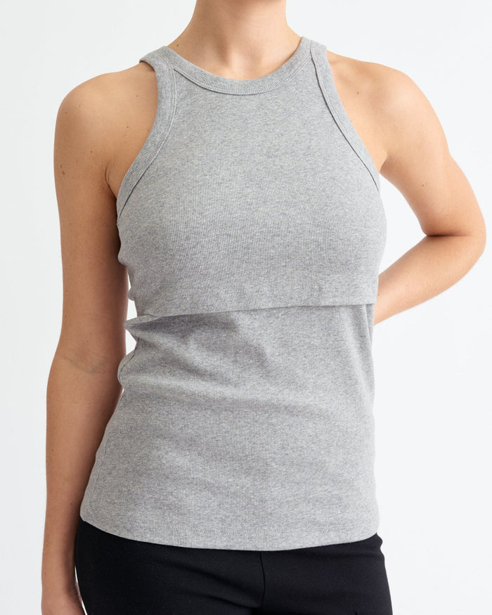 Ribbed Nursing Tanks (2 - pack Grey & White) - Ilouity