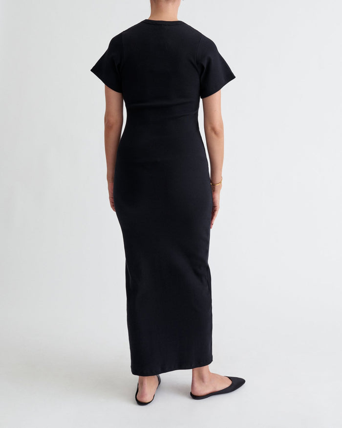 Ribbed Shortsleeve Nursing Dress - Ilouity