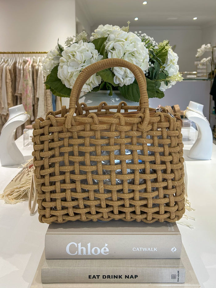 Rope Woven Bag With Clear Pocket Inside (3 Colours)