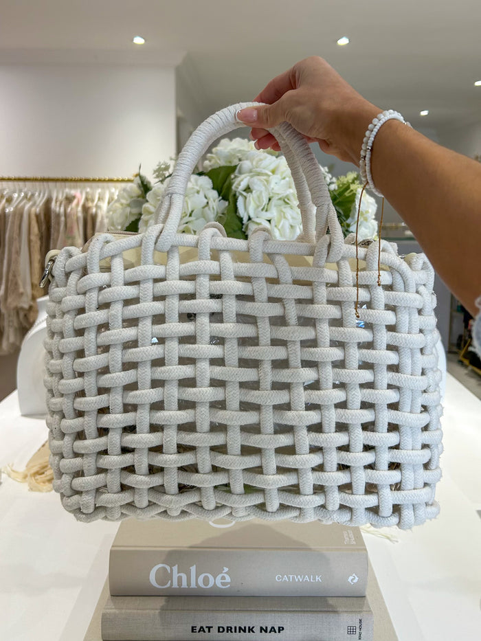 Rope Woven Bag With Clear Pocket Inside (3 Colours)