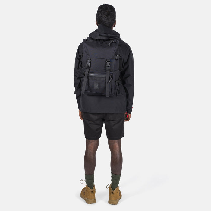 Back Model Shot of the Topo Designs Rover Pack Tech in Black