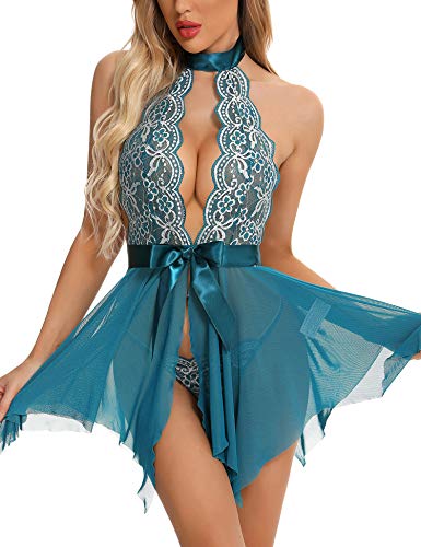 RSLOVE Women Lace Babydoll Sexy Nightgown Lingerie Chemise Sleepwear