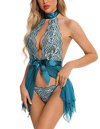 RSLOVE Women Lace Babydoll Sexy Nightgown Lingerie Chemise Sleepwear