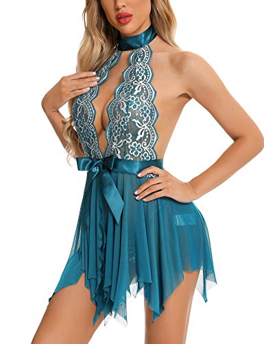 RSLOVE Women Lace Babydoll Sexy Nightgown Lingerie Chemise Sleepwear