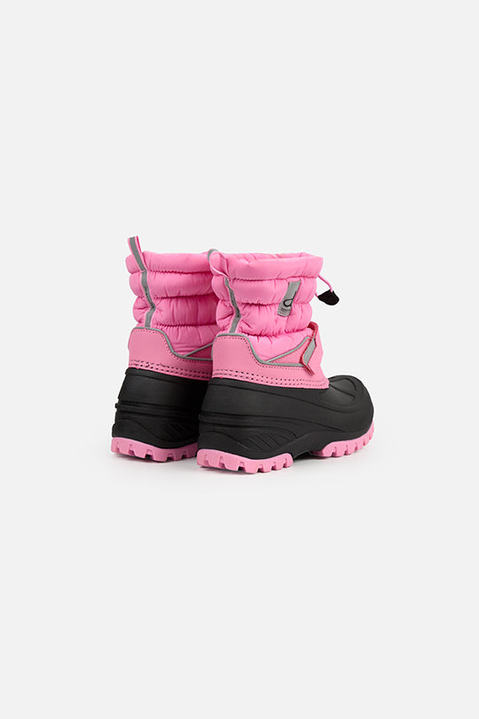 Deux par Deux girls' pink puffer winter boots – pair, back view