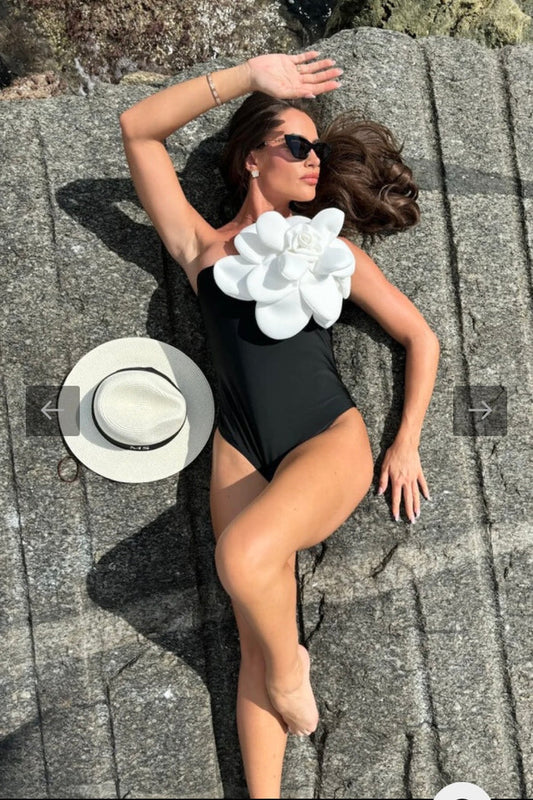 RUBI WHITE ROSE EMBELLISHED SWIMWEAR - Style Heist