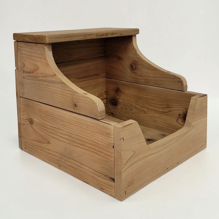 Handmade reclaimed wood storage bin with rustic farmhouse character and versatile storage options.