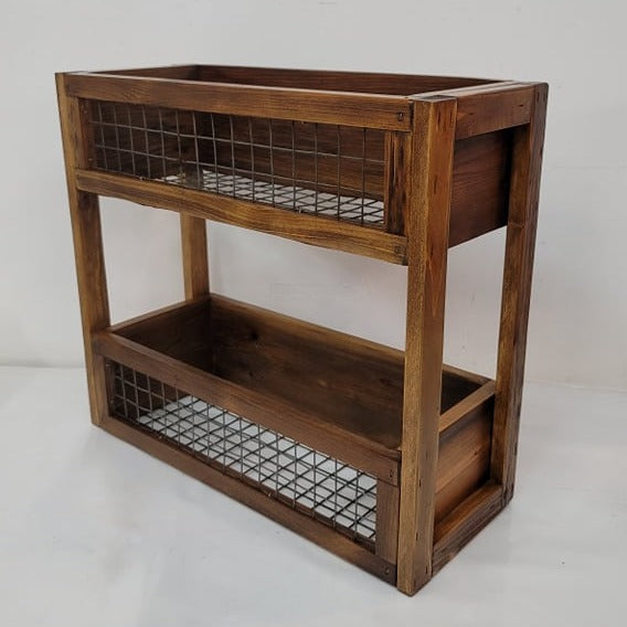 rustic wood & wire tiered basket vegetable hod