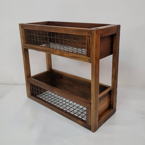 rustic wood & wire tiered basket vegetable hod