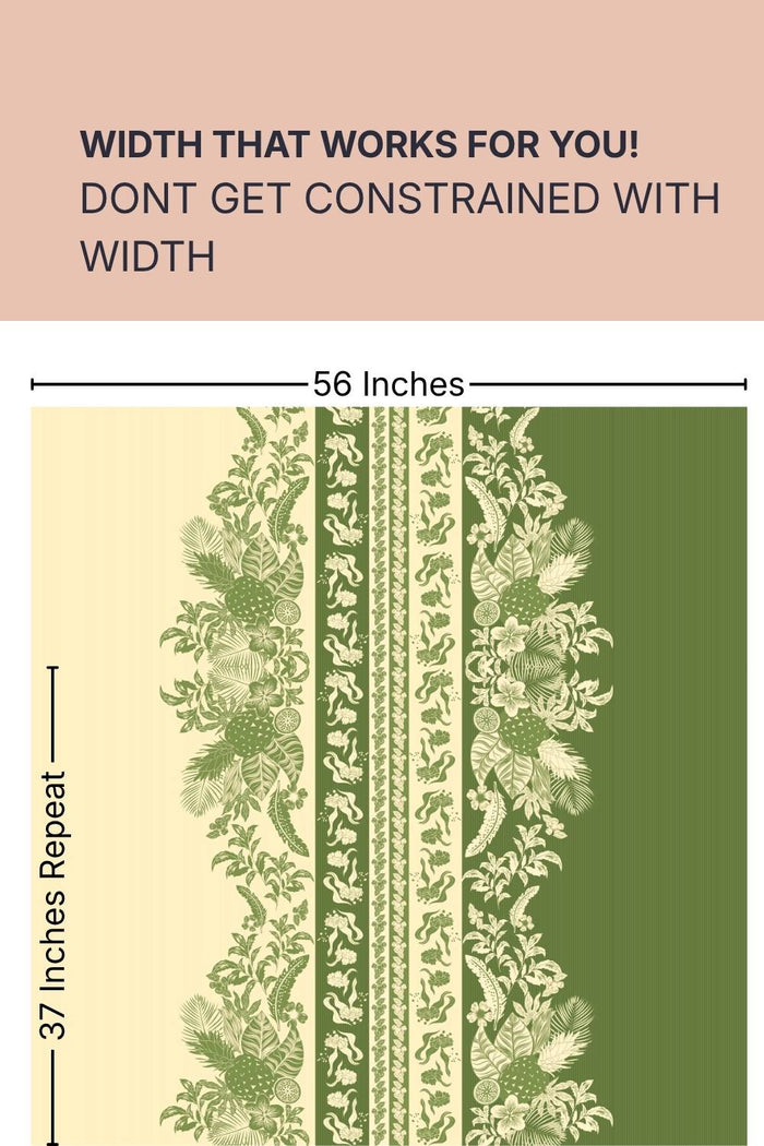 Sage Green Botanical Panel Cotton Blend Fabric 56 Inches Width