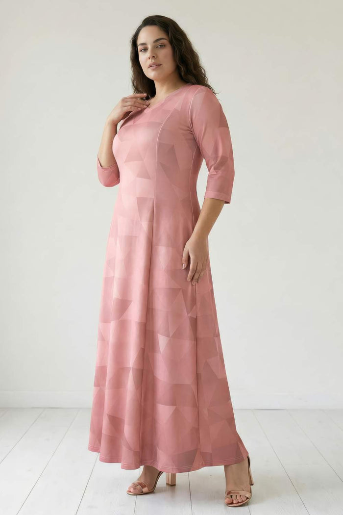 Salmon Prism Printed Maxi Dress