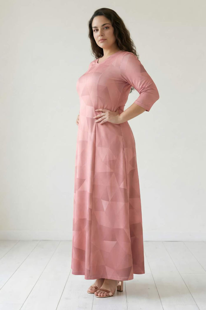 Salmon Prism Printed Maxi Dress
